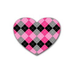 Seamless-argyle-pattern Rubber Coaster (heart)  by Vaneshart