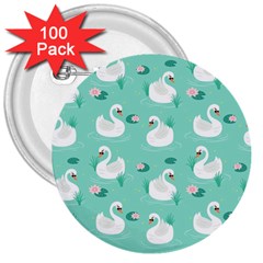 Elegant-swan-seamless-pattern 3  Buttons (100 Pack)  by Vaneshart