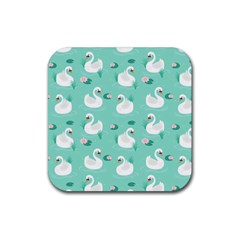 Elegant-swan-seamless-pattern Rubber Coaster (square)  by Vaneshart