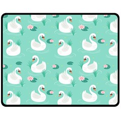 Elegant-swan-seamless-pattern Fleece Blanket (medium)  by Vaneshart