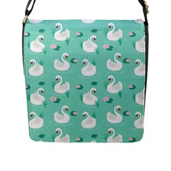 Elegant-swan-seamless-pattern Flap Closure Messenger Bag (l) by Vaneshart