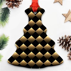 Golden-chess-board-background Christmas Tree Ornament (two Sides) by Vaneshart