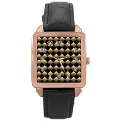 Golden-chess-board-background Rose Gold Leather Watch  by Vaneshart