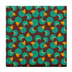 Vector-illustration-seamless-pattern-with-cartoon-duck Tile Coaster by Vaneshart