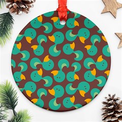 Vector-illustration-seamless-pattern-with-cartoon-duck Ornament (round) by Vaneshart