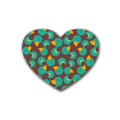 Vector-illustration-seamless-pattern-with-cartoon-duck Rubber Coaster (heart)  by Vaneshart