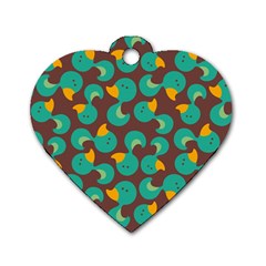 Vector-illustration-seamless-pattern-with-cartoon-duck Dog Tag Heart (two Sides) by Vaneshart