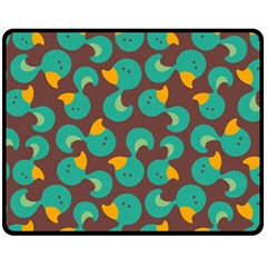 Vector-illustration-seamless-pattern-with-cartoon-duck Fleece Blanket (medium)  by Vaneshart