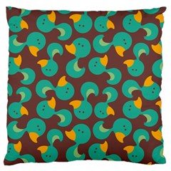 Vector-illustration-seamless-pattern-with-cartoon-duck Large Cushion Case (one Side) by Vaneshart