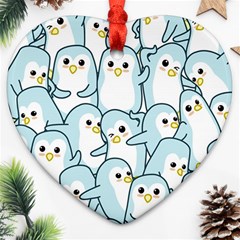 Penguins Pattern Ornament (heart) by Vaneshart