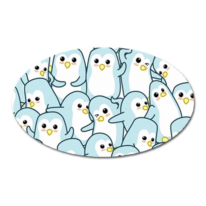 Penguins pattern Oval Magnet