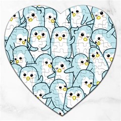 Penguins Pattern Jigsaw Puzzle (heart) by Vaneshart