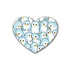 Penguins Pattern Rubber Coaster (heart)  by Vaneshart