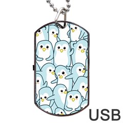 Penguins Pattern Dog Tag Usb Flash (two Sides) by Vaneshart