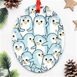 Penguins pattern Oval Filigree Ornament (Two Sides) Front