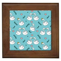 Elegant-swan-pattern-design Framed Tile by Vaneshart