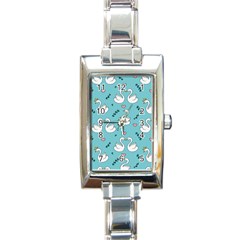 Elegant-swan-pattern-design Rectangle Italian Charm Watch by Vaneshart