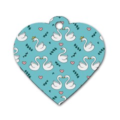 Elegant-swan-pattern-design Dog Tag Heart (two Sides) by Vaneshart