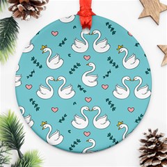 Elegant-swan-pattern-design Round Ornament (two Sides) by Vaneshart