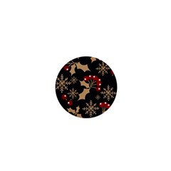 Christmas Pattern With Snowflakes Berries 1  Mini Buttons by Vaneshart