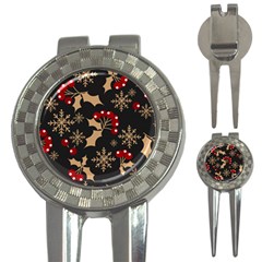 Christmas Pattern With Snowflakes Berries 3-in-1 Golf Divots by Vaneshart