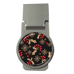 Christmas Pattern With Snowflakes Berries Money Clips (round)  by Vaneshart