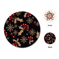 Christmas Pattern With Snowflakes Berries Playing Cards Single Design (round) by Vaneshart