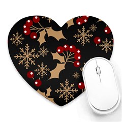 Christmas Pattern With Snowflakes Berries Heart Mousepads by Vaneshart