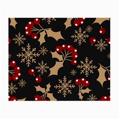 Christmas Pattern With Snowflakes Berries Small Glasses Cloth (2 Sides) by Vaneshart