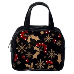 Christmas Pattern With Snowflakes Berries Classic Handbag (one Side) by Vaneshart