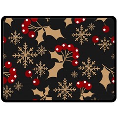 Christmas Pattern With Snowflakes Berries Fleece Blanket (large)  by Vaneshart