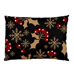 Christmas Pattern With Snowflakes Berries Pillow Case (two Sides) by Vaneshart