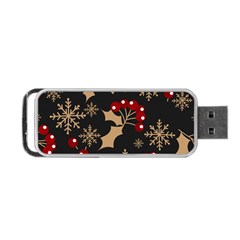 Christmas Pattern With Snowflakes Berries Portable Usb Flash (two Sides) by Vaneshart