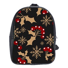 Christmas Pattern With Snowflakes Berries School Bag (xl) by Vaneshart