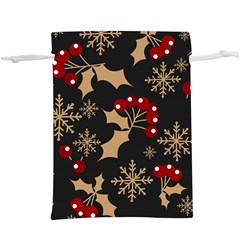 Christmas Pattern With Snowflakes Berries  Lightweight Drawstring Pouch (xl) by Vaneshart