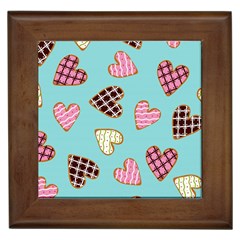 Seamless Pattern With Heart Shaped Cookies With Sugar Icing Framed Tile by Vaneshart