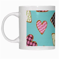 Seamless Pattern With Heart Shaped Cookies With Sugar Icing White Mugs by Vaneshart