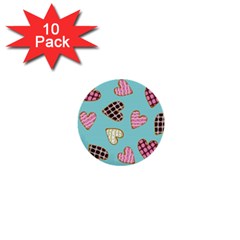 Seamless Pattern With Heart Shaped Cookies With Sugar Icing 1  Mini Buttons (10 Pack)  by Vaneshart