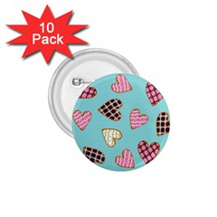 Seamless Pattern With Heart Shaped Cookies With Sugar Icing 1 75  Buttons (10 Pack) by Vaneshart