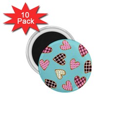 Seamless Pattern With Heart Shaped Cookies With Sugar Icing 1 75  Magnets (10 Pack)  by Vaneshart