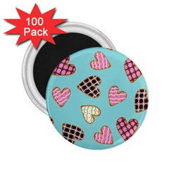 Seamless Pattern With Heart Shaped Cookies With Sugar Icing 2 25  Magnets (100 Pack)  by Vaneshart