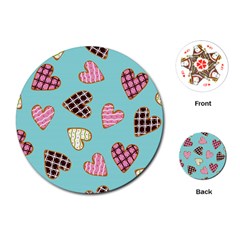 Seamless Pattern With Heart Shaped Cookies With Sugar Icing Playing Cards Single Design (round) by Vaneshart