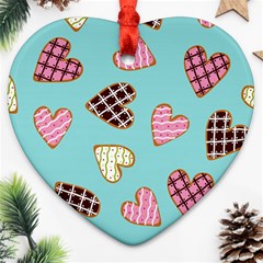 Seamless Pattern With Heart Shaped Cookies With Sugar Icing Heart Ornament (two Sides) by Vaneshart