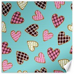 Seamless Pattern With Heart Shaped Cookies With Sugar Icing Canvas 16  X 16  by Vaneshart