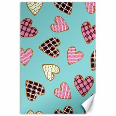 Seamless Pattern With Heart Shaped Cookies With Sugar Icing Canvas 24  X 36  by Vaneshart