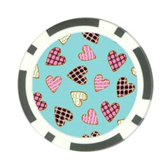 Seamless Pattern With Heart Shaped Cookies With Sugar Icing Poker Chip Card Guard by Vaneshart