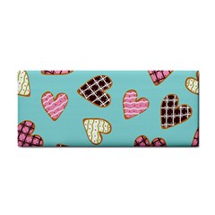 Seamless Pattern With Heart Shaped Cookies With Sugar Icing Hand Towel by Vaneshart