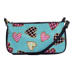 Seamless Pattern With Heart Shaped Cookies With Sugar Icing Shoulder Clutch Bag by Vaneshart