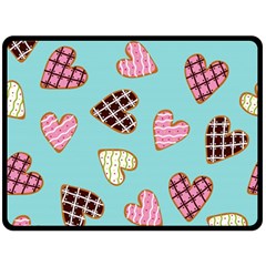 Seamless Pattern With Heart Shaped Cookies With Sugar Icing Fleece Blanket (large)  by Vaneshart