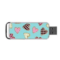 Seamless Pattern With Heart Shaped Cookies With Sugar Icing Portable Usb Flash (two Sides) by Vaneshart